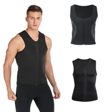 Черный мужской поясной тренировочный жилет для похудения неопреновый корсет для тела молния сауна майка для тренировки рубашка