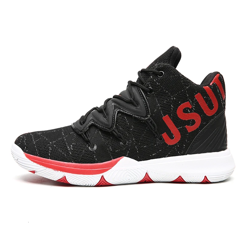 Мужские баскетбольные кроссовки Kyrie, дышащие противоударные высокие кроссовки, амортизирующие кроссовки для баскетбола, кроссовки, уличные тренировочные ботильоны - Цвет: Black and red