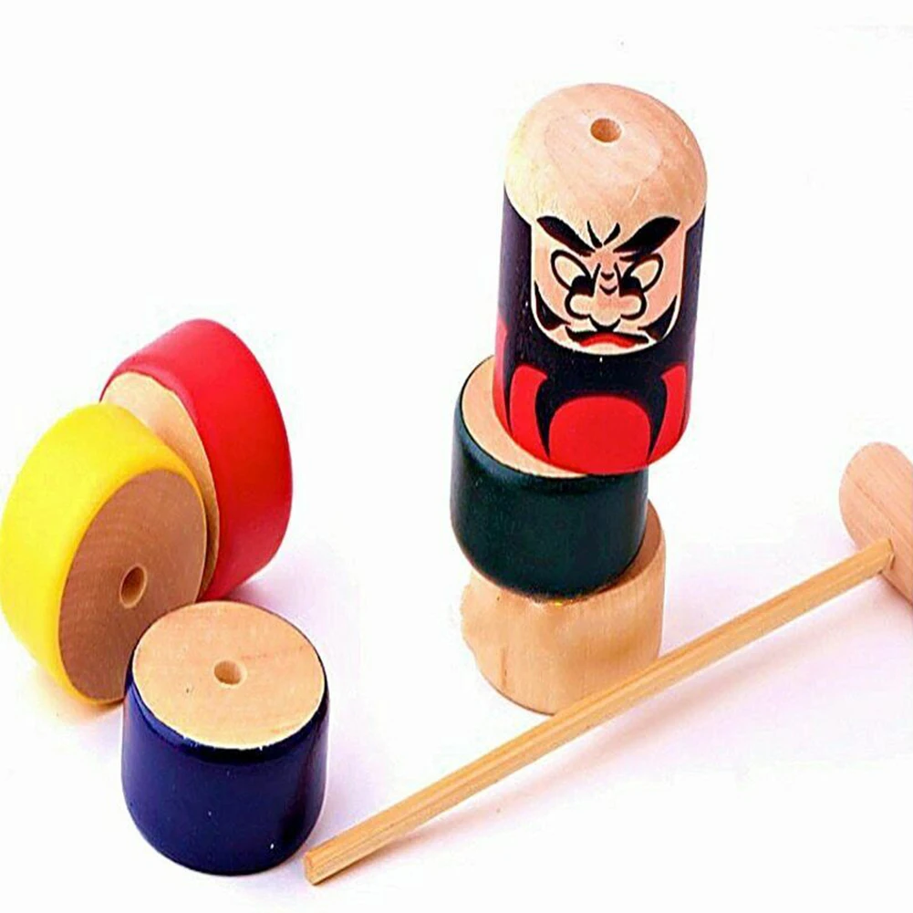 Wooden Toy Tricks Tap Rainbow Tower Gifts Stacked Immortal Decoration Funny Halloween Kids Props Educational Durable Magic