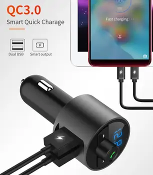 

50pcs QC3.0 Quick Charger Bluetooth Car Kit FM Transmitter USB Audio Mp3 Player Wireless Phone Handsfree bt56