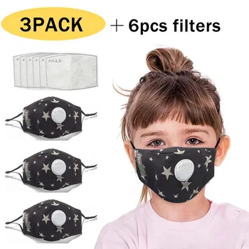 

In Stock Kids Children Reusable Cartoon Dustproof PM2.5 Respirator Cover Facemask 3PC Mask+6PC Filters Facemasks Mascarilla