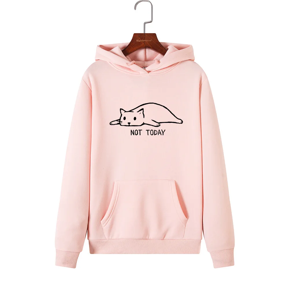 SINGRAIN Women Oversized Lazy Cat Hoodie Streetwear Cartoon Goth Hoody Korean Hooded Sweatshirt Kawaii Koya Print Poleron Mujer - Цвет: pink