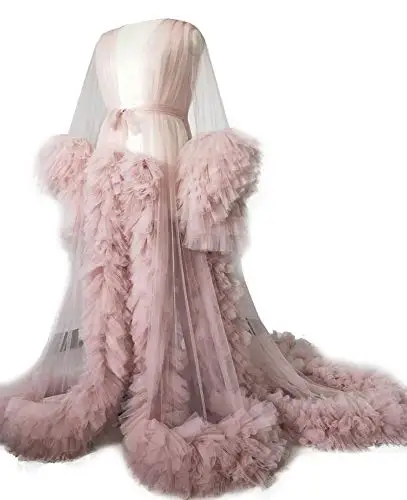 Unique Prom Dresses Custom Made Tulle Maternity Robes Women Photoshoot Evening Gowns Fluffy Tiered Tulle Robe Formal Party Dress 10
