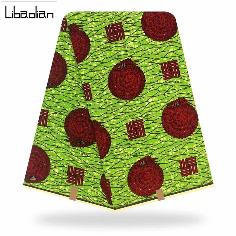 

100% cotton High Quality 2020 New Arrive Dutch Real Wax 6 Yards/pcs, African Wax Print Fabric Guarantee Soft Wax Fabrics F912-09