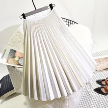 Женская элегантная складчатая юбка с высокой талией Женская Весенняя белая длинная юбка женская Высококачественная Женская юбка миди черная Saia