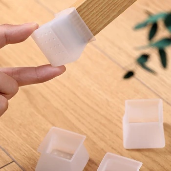 

4pcs Table Foot Pads Furniture Protector Silicone Covers Square Non-Slip Chair Leg Caps Floor Rubber Feet Protector