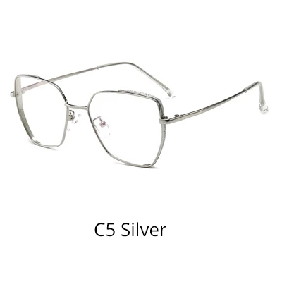 C5 Silver Ralferty, модный синий светильник, очки для женщин, роскошный кристалл, неправильные декоративные, без диоптрий, оправы для оптических линз, женские, D16008 - Цвет оправы: C5 Silver