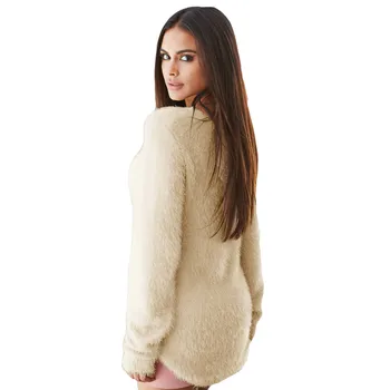 

Women Fashion Casual Solid Long Sleeve Winter Warm Sweater Ladies Jumper Pullover Tops Mini Dress