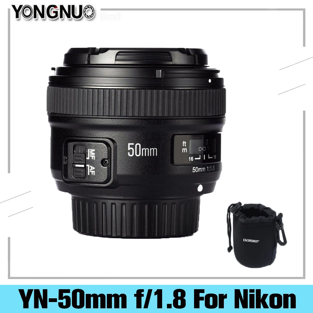 Obiettivo Yongnuo 50Mm F/1.8 Yn50Mm F1.8 Obiettivo Con Messa A Fuoco Automatica A Grande Apertura Per Fotocamera Nikon D5300 D3200 D3100 D7200 D700 Ds