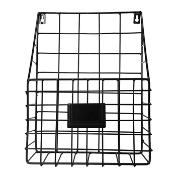 

Simple Iron Grid Book Shelf Home Wall Decoration Wall Newspaper azine Storage Shelf Wall Shelves Wrought Iron(Black)