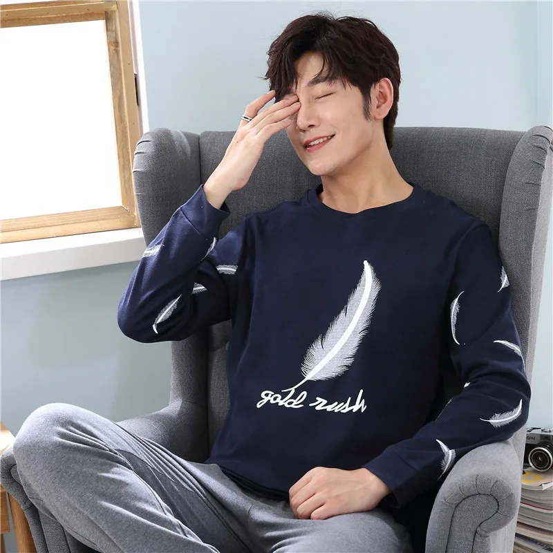 2019 Autumn Cotton Long Sleeve Pajama Sets for Men Sleepwear High Quality Male Underwear Loungewear Pyjama Homewear Home Clothes 2019 Autumn Cotton Long Sleeve Pajama Sets for Men Sleepwear High Quality Male Underwear Loungewear Pyjama Homewear Home Clothes