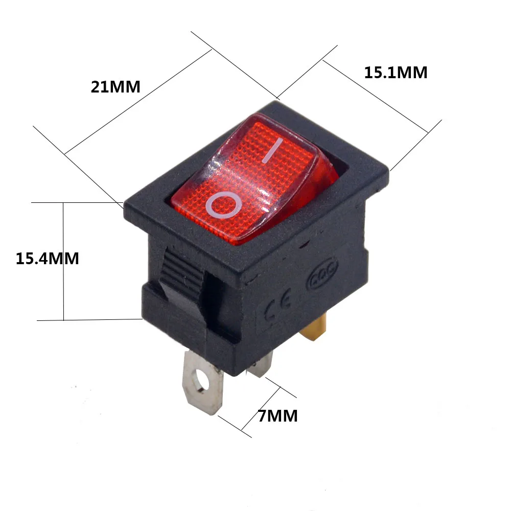 5 шт./лот SPST 2/3/4/6PIN на включение/выключение Круглый/квадратный лодка Кулисный Переключатель автомобиля панель приборов для грузовиков кнопка включения на колесах ATV дома KCD - Цвет: KCD1 3P with lamp