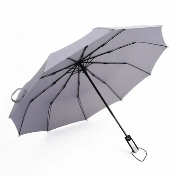 

Large Tri-fold Folding Umbrella Rain 8-bone 105cm Business Men Automatic Umbrellas Windproof Male Parasol Gray Gift Umbrella