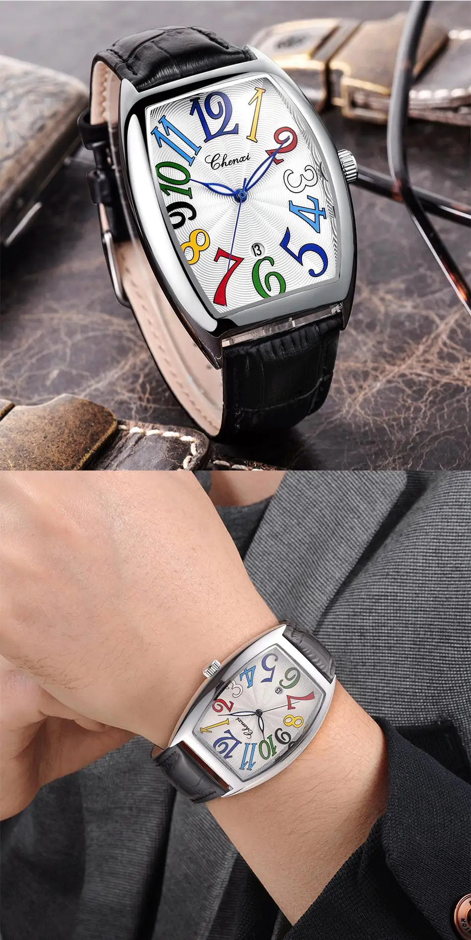 CHENXI Роскошные брендовые квадратные часы для мужчин кварцевые Бизнес водонепроницаемые Tonneau из натуральной кожи золотые наручные часы для мужчин