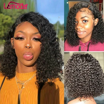 

Pixie Cut Bob Lace Front Wig Curly Human Hair Wigs For Women Malaysian 13x4 Lace Front Wig Lemoda Remy Short Human Hair Wigs