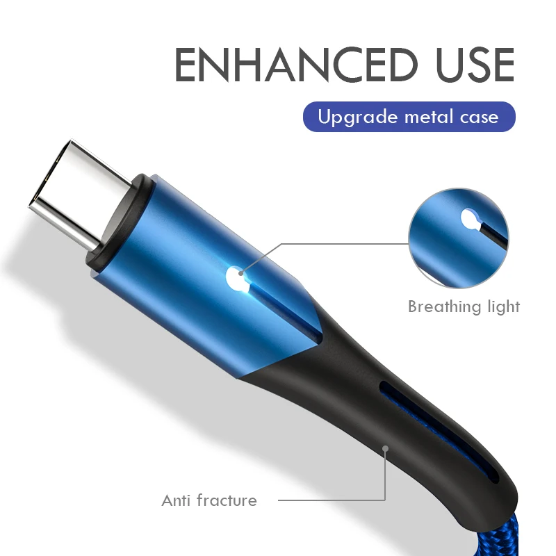ZNP USB C кабель 3A Быстрая зарядка usb type C кабели для samsung S10 S9 huawei Быстрая зарядка быстрое зарядное устройство кабель для передачи данных USB C шнур