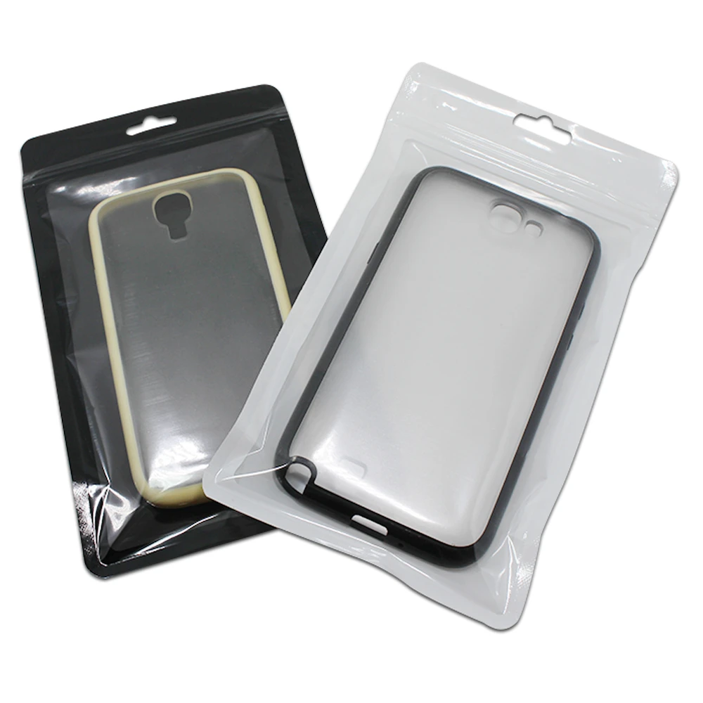 

100Pcs/Lot 12*21cm Zipper Resealable Plastic Front Clear Phone Case Bag W/ Hang Hole For iPhone 7 6s Plus Retail Package Pouches