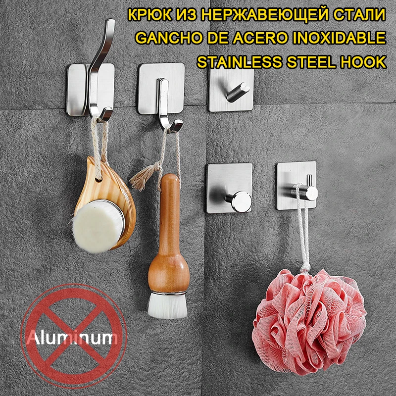 SUS304 Gancho de pared de acero inoxidable Gancho de toalla para cocina Baño Herrajes con etiqueta de pared Puerta Ropa Abrigo Sombrero Percha