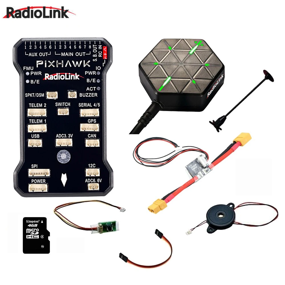 Контроллер полета Radiolink Pixhawk PIX APM комбинированный с GPS держателем M8N зуммер 4G SD