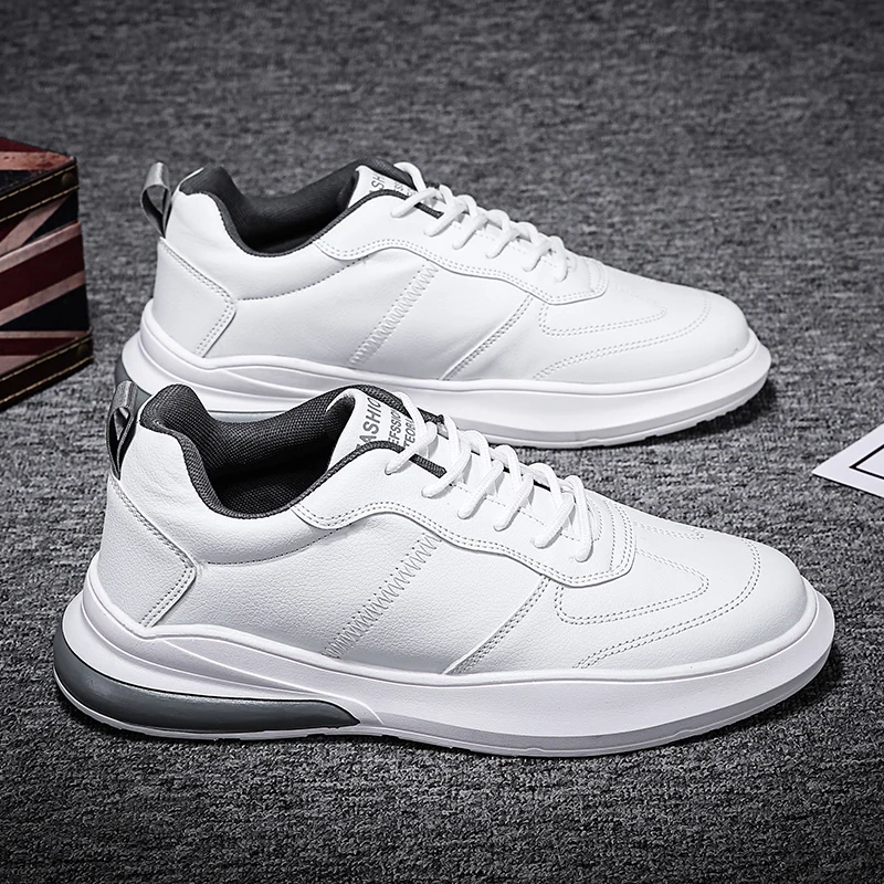 WHNB/Мужская обувь сезон весна-осень повседневная кожаная на плоской подошве белые