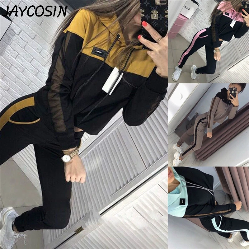 JAYCOSIN спортивный костюм Женская Толстовка с длинными рукавами в стиле пэчворк