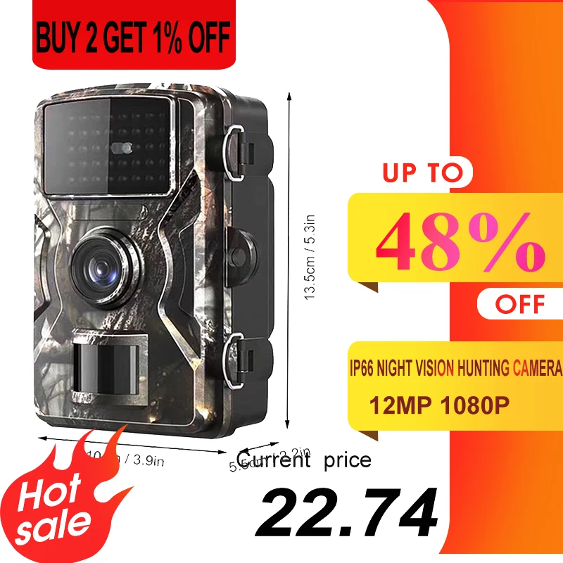 Game & Trail Cameras Hunting Trail Game Camera 12MP with Night Vision