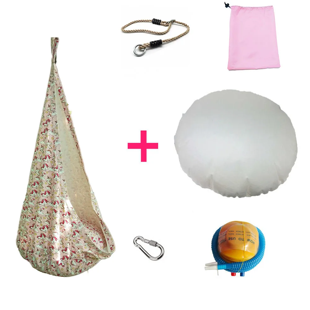 pink 1 with rope Креативный дизайн в виде единорога, гамак, садовая мебель, кресло-качалка для помещений и улицы, подвесное сиденье, детское кресло-качалка, патио, портативное - Цвет: pink 1 with rope