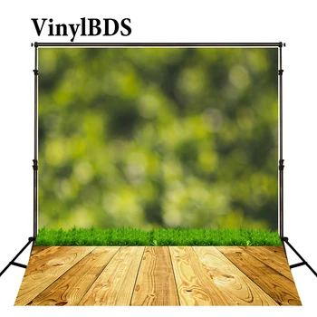 

VinylBDS Background Green Grass Backdrops Bokeh Wall Backdrop Wooden Floor Backdrop Photography Background Kids Studio