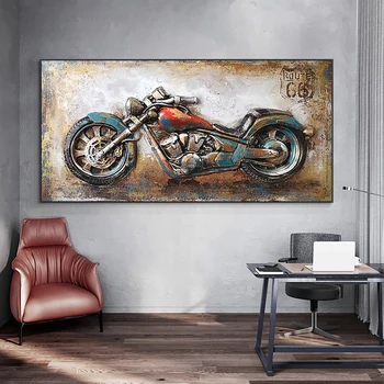 Cars and Motorcycle Paintings Printed On Canvas 4