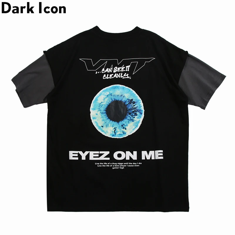 Футболка в стиле хип-хоп с принтом Dark Icon Eyez on Me, мужская и женская летняя уличная одежда, мужские футболки с коротким рукавом, хлопковые футболки
