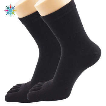 

HotSummer Men's Socks Cotton Breathable Casual Socks Solid Color Five Toe Socks Mid Socks