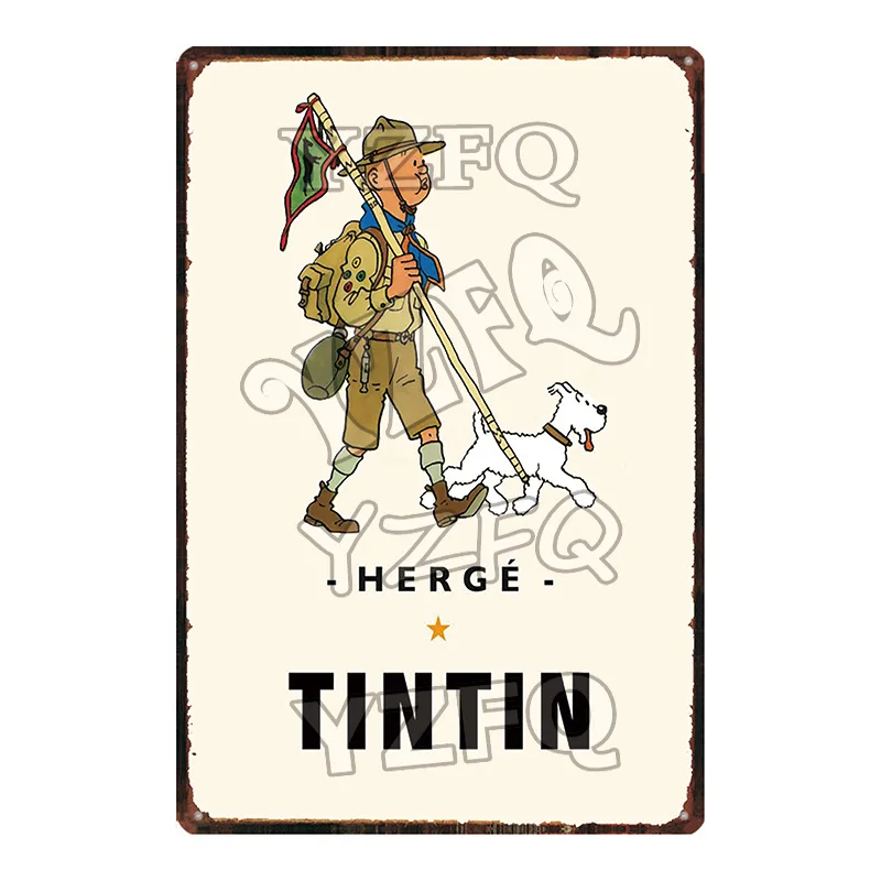 Adventures of Tintin Metal Sign Shabby Chic Vintage Style Cafe Wall Home Art Kids Room Decoration Unique Gift DU-5349A - Цвет: DU-5358