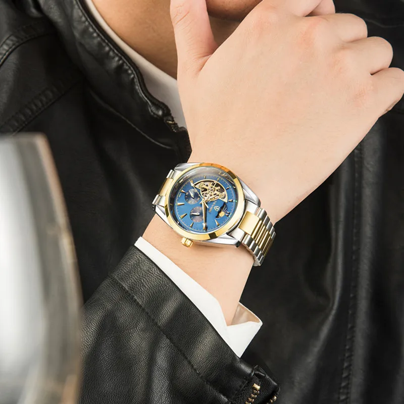 Automatic Tourbillon Механические карманные часы деловые мужские часы с автоматическим заводом наручные часы для мужчин Relogio Masculino TEVISE