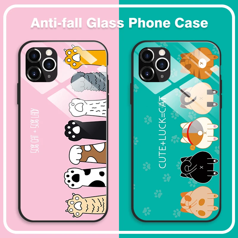 Fashion Girl Lovely Glass Cat Mobile Phone Housings For iPhone 11 Pro Max Case Apple 7 8 Plus X XS XR 6 6S Cover |