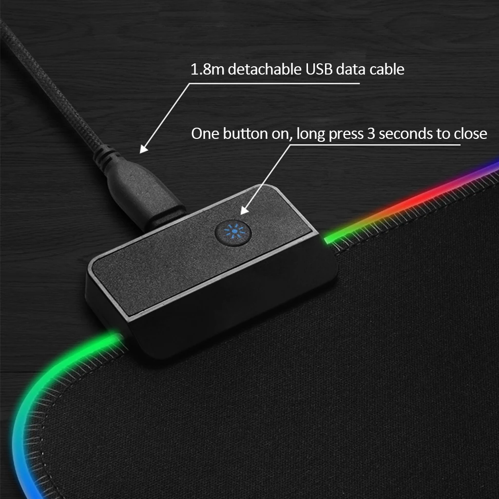 RGB игровой коврик для мыши, негабаритный, светящийся, светодиодный, с расширенной подсветкой, USB клавиатура, утолщенная, красочная, светящаяся, для ПК, ноутбука, рабочего стола