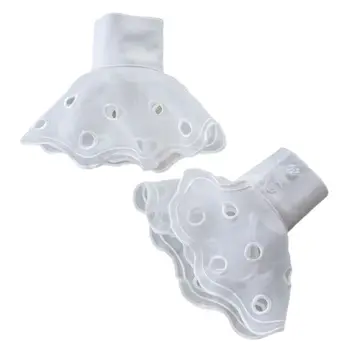 

2pcs/pair Women Girl Lace Fake Cuff Big Wave Hollow Out Sleeves Wrist Decor