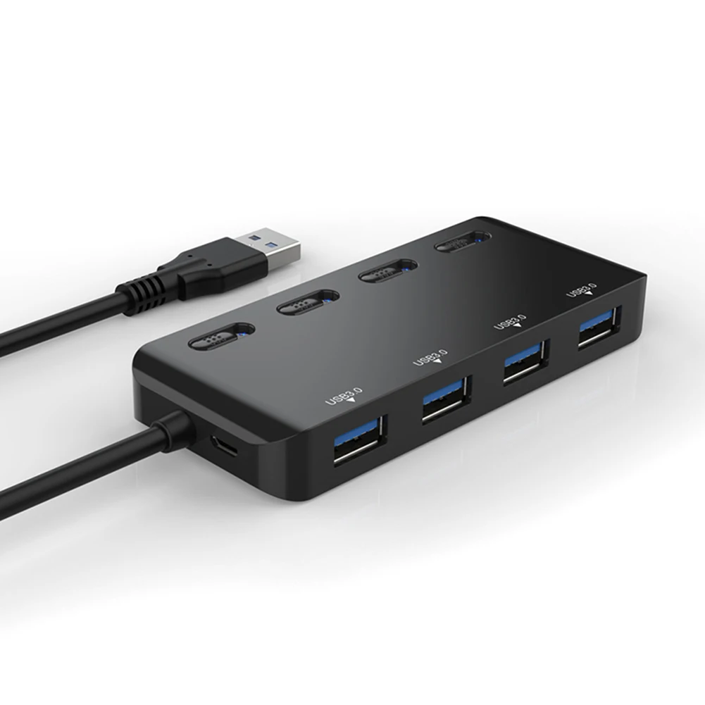 4 порта USB3.0 мульти концентратор разветвитель Кабель расширения ноутбук ПК адаптер с переключателем PUO88