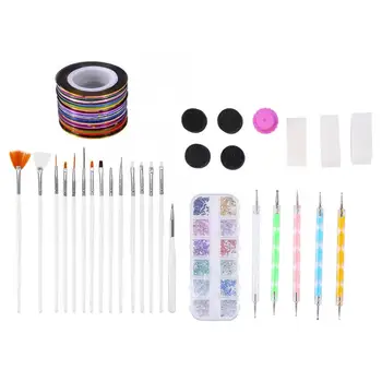 

Manicure Nail Extension Kit Nail Art Tools Kit Decoration Rhinestone Nail Art Brush Dotting Pen Sponge Nail Stamp Thread Tools