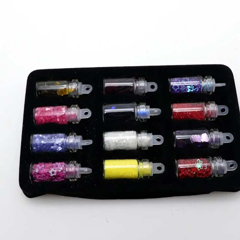 

12boxes/set Laser Mixed Nail Glitter Powder Sequins Shinning Colorful Nail Flakes 3d DIY Charm Dust For Nail Art Decorations