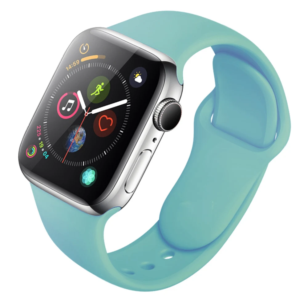 Силиконовый ремешок для часов Apple Watch 5 4 44 мм 40 мм спортивный ремешок для iWatch серии 3 2 1 38 мм 42 мм полосы