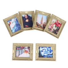 6 см x 5 см Миниатюрный Кукольный домик, 1:12, мини декоративные аксессуары, антикварная рамка, картина маслом, Мона Лиза, сделай сам, деревянный кукольный дом