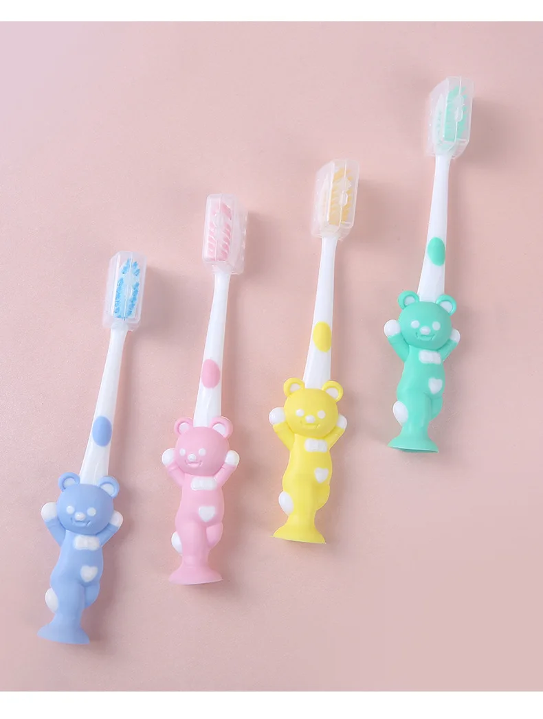 CHILDREN'S Cartoon Toothbrush Bamboo Charcoal Soft Bristle 4 Pack Silica Gel Cute Cleaning Teeth Toothbrush Short Handle Toothbr