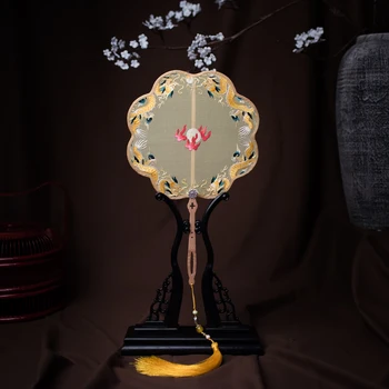 

Exquisite Handmade Suzhou Embroidery Round Double-sided Embroidery Fan Chinese Style Hanfu Palace Home Decor Dance Fans LA357