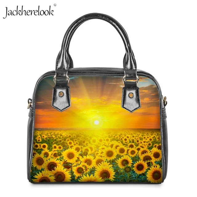 Jackherelook женская сумка на плечо с 3D принтом подсолнуха, Сумка с верхней ручкой, женская сумка с цветочным принтом, повседневная сумка, кожаная сумка-мессенджер - Цвет: HMM1140DL