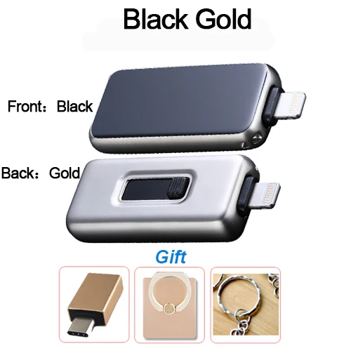 USB флэш-накопитель для iPhone X/8/7 Plus/6 Plus/6s/5/SE/iPad 3 в 1 металлический n Стекло OTG флеш-накопитель USB3.0 флеш-накопитель 16 Гб 64 Гб 128 ГБ 256 - Цвет: Black n Gold