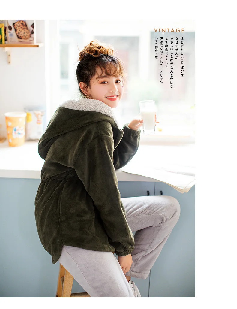 Зимний фланелевый теплый пижамный комплект из 2 предметов, женские плотные топы с капюшоном и длинными рукавами, длинные штаны, домашняя одежда, удобная Пижама размера плюс