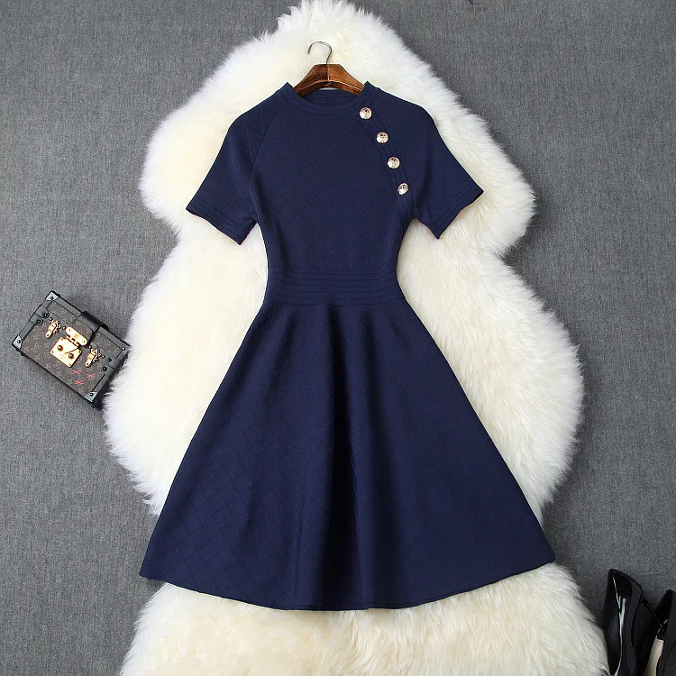 Robe Femme элегантное вязаное платье женское осеннее с круглым вырезом с коротким рукавом Chinel трикотажное ТРАПЕЦИЕВИДНОЕ ПЛАТЬЕ женское ТРАПЕЦИЕВИДНОЕ Платье-туника