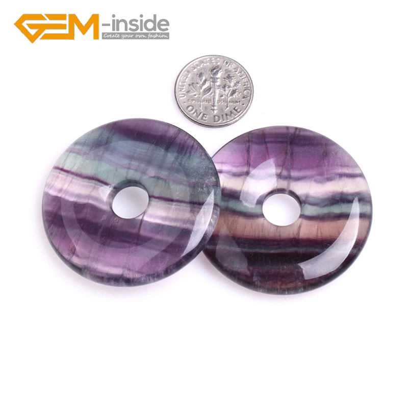 

Natural Smooth Multi-color Rainbow Fluorite Circle Donuts Stone Beads For Jewelry Making 15'' DIY Gifts 1 Pcs Sale New Fashion