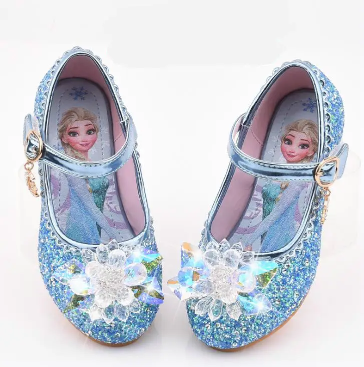 picture color Милый Кристалл для девушки обувь мультфильм принцесса высокий каблук детская кожаная обувь Студенческие вечерние туфли - Цвет: picture color