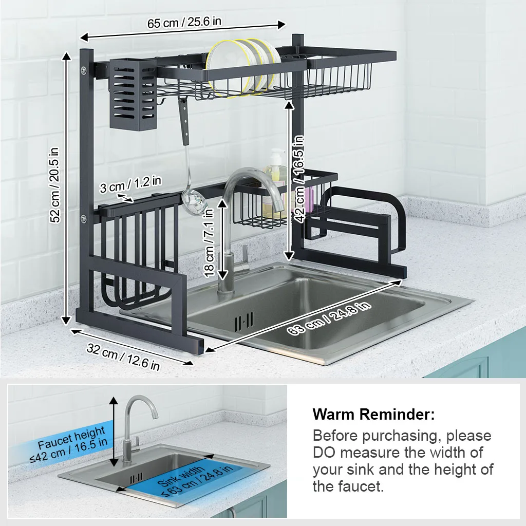 LANGRIA сушилка для посуды над раковиной из нержавеющей стали Сушилка Полка для кухни счетчик Организации полностью настраиваемый черный